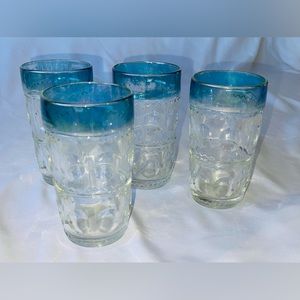 Rare 4 four King's Crown Thumbprint Blue Flashed (Top Only) 12 ounce Tumbler